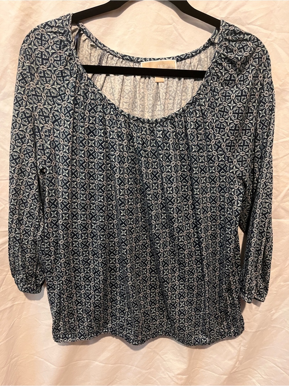 Michael Kors Navy & White Geometric Scoop-Neck Tunic